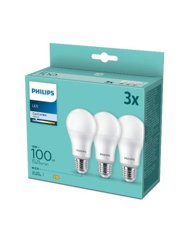 PHILIPS-LAMPADA LED A GOCCIA LUCE BIANCA FREDDA 100W CONF X3