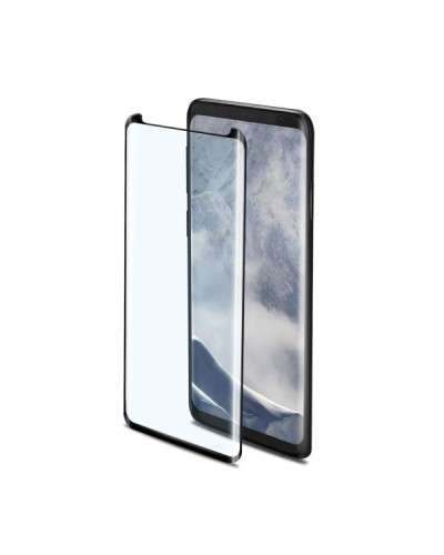 3DGLASS - Vetro 9H con bordo colorato nero per schermo curvo compatibile con Samsung Galaxy S9+