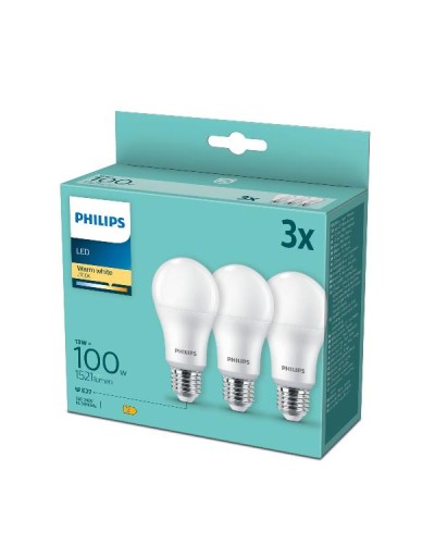 PHILIPS - LAMPADA LED A GOCCIA LUCE BIANCA CALDA 13W 3X