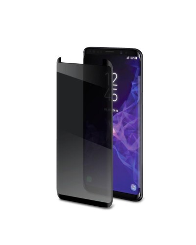 PRIVACY 3D GLASS - Vetro 9H con bordo colorato nero per schermo curvo con effetto Privacy compatibile con Samsung Galaxy S9