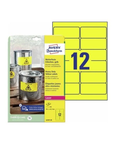 Etichette adesive in poliestere giallo - 99,1 x 42,3 mm