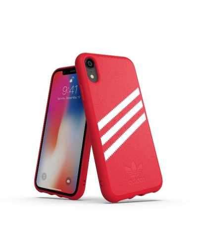 ADIDAS ORIGINALS - Cover SAMBA in TPU+Poliuretano con bordi rialzati di colore rosso con strisce bianche compatibile con Apple 