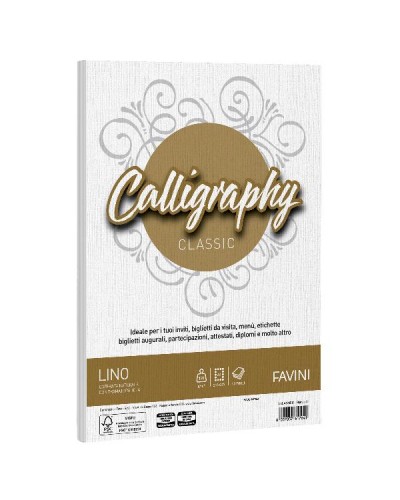 CALLIGRAPHY lino - Bianco - 120g/m2 – 50 fogli