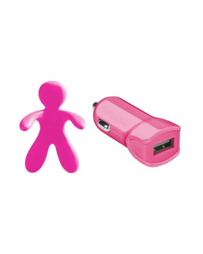 GIULIOCESARE - Profumatore da auto a forma di omino + caricabatteria da auto USB-A 5 Watt