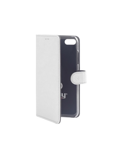 WALLY - Custodia a libro in pelle sintetica con chiusura flap magnetico, slot per carte e funzione stand colore bianco per Appl