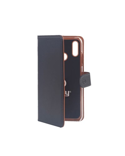 WALLY - Custodia a libro in pelle sintetica con chiusura flap magnetico, slot per carte e funzione stand colore nero compatibil