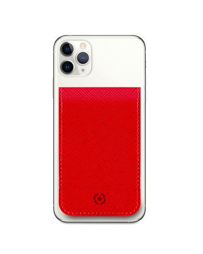 CARDV - Porta carte magnetico universale per il retro degli smartphone materiale pelle sintetica con finitura saffiano colore r