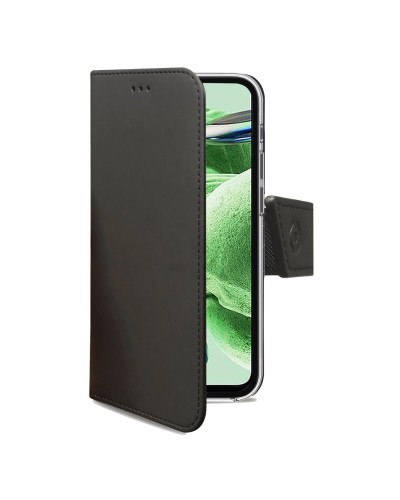 WALLY - Custodia a libro in pelle sintetica con chiusura flap magnetico, slot per carte e funzione stand colore nero compatibil
