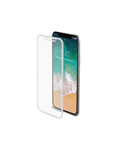 3DGLASS - Vetro 9H con bordo colorato bianco per schermo curvo compatibile con Apple iPhone Xs/ iPhone X