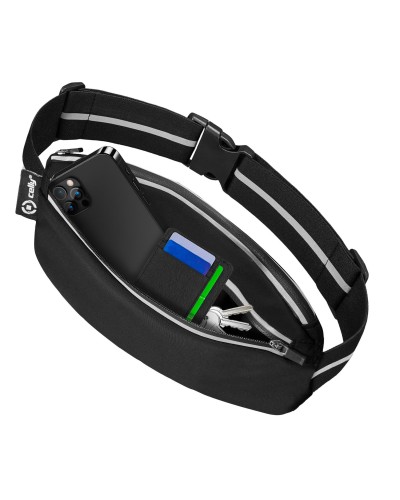 RUNBSPORT - Cintura sportiva regolabile, compatibile con smartphone fino a 6.9" dimensione display, bordi riflettenti, material