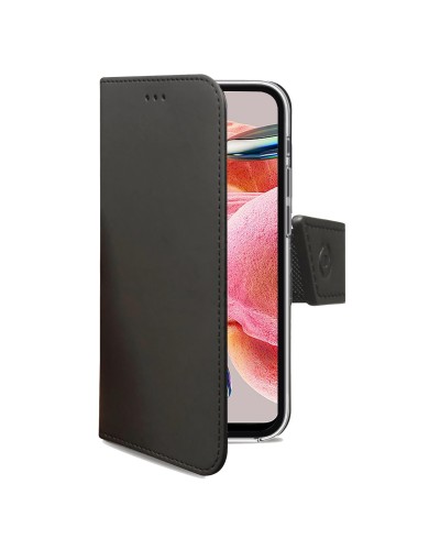 WALLY - Custodia a libro in pelle sintetica con chiusura flap magnetico, slot per carte e funzione stand colore nero compatibil