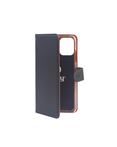 WALLY - Custodia a libro in pelle sintetica con chiusura flap magnetico, slot per carte e funzione stand colore nero compatibil