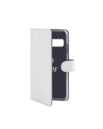 WALLY - Custodia a libro in pelle sintetica con chiusura flap magnetico, slot per carte e funzione stand colore bianco compatib