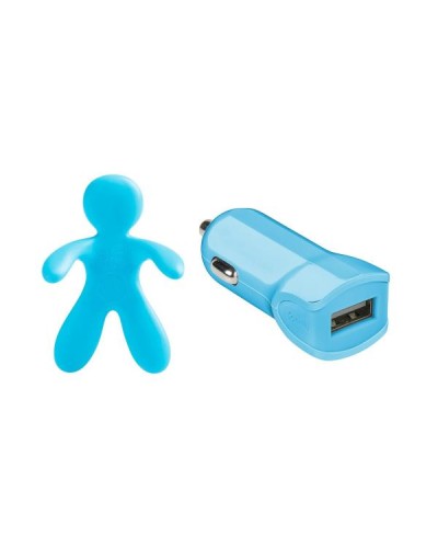 GIULIOCESARE - Profumatore da auto a forma di omino + caricabatteria da auto USB-A 5 Watt