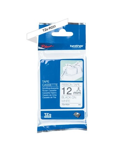 NASTRO TESSUTO 12MM NERO SU BIANCO