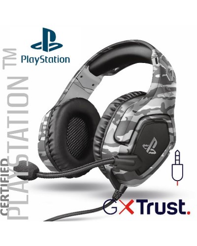 CUFFIE GAMING CABLATE JACK 3,5MM PLAYSTATION® CERTIFICATE, DRIVER 50MM - TRUST GXT488 FORZE-G CAMOUFLAGE/GRIGIO
