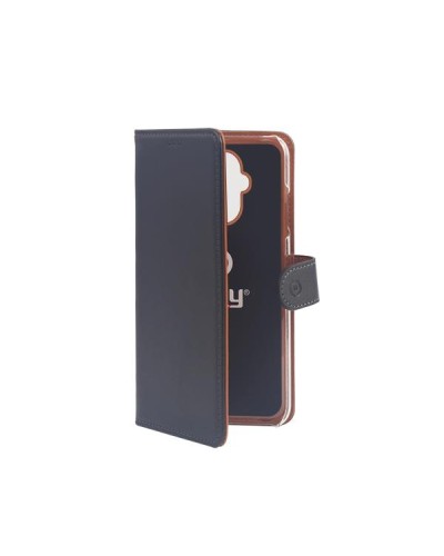 WALLY - Custodia a libro in pelle sintetica con chiusura flap magnetico, slot per carte e funzione stand colore nero compatibil