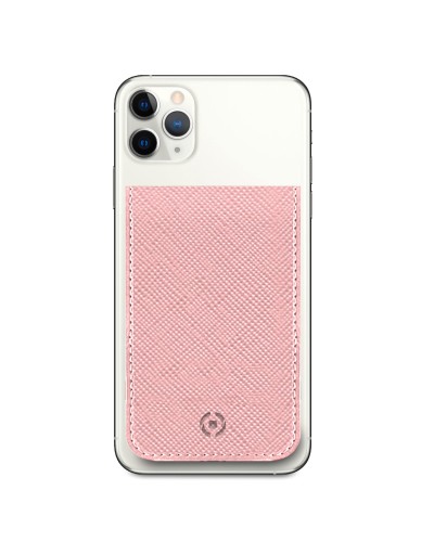 CARDV - Porta carte magnetico universale per il retro degli smartphone materiale pelle sintetica con finitura saffiano colore r