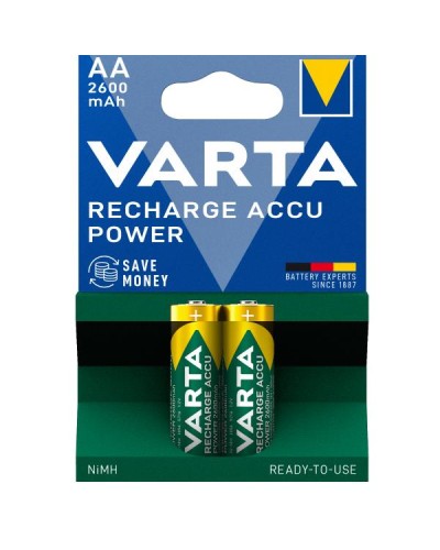 Varta Batteria Ricaricabile AA Stilo, 2600 mAh, Confezione da 2 Pezzi, Pre-caricate