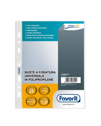 Buste con foratura Favorit Linear 15x21 A5 25pz