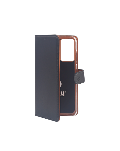 WALLY - Custodia a libro in pelle sintetica con chiusura flap magnetico, slot per carte e funzione stand colore nero compatibil