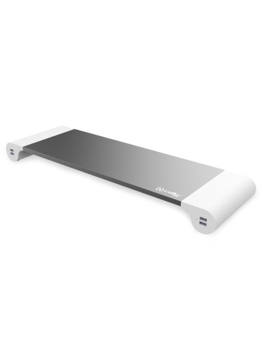 SWDESKHUB - Supporto per monitor con funzionalità power station, 4 porte USB-A, potenza massima 12 watt, lunghezza cavo alimen