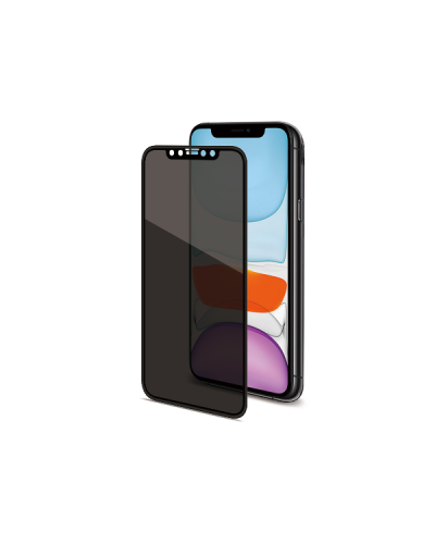 PRIVACY 3D GLASS - Vetro 9H con bordo colorato nero per schermo curvo con effetto Privacy compatibile con Apple iPhone 11