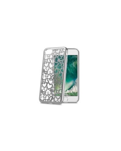 LASER - Cover trasparente morbida con effetto metallo colore argento compatibile con Apple iPhone SE 2020/ iPhone 8/ iPhone 7