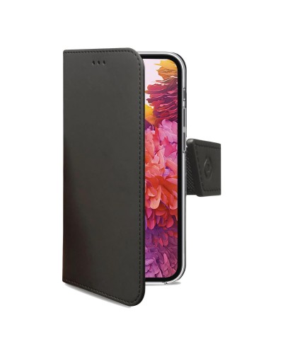 WALLY - Custodia a libro in pelle sintetica con chiusura flap magnetico, slot per carte e funzione stand colore nero compatibil