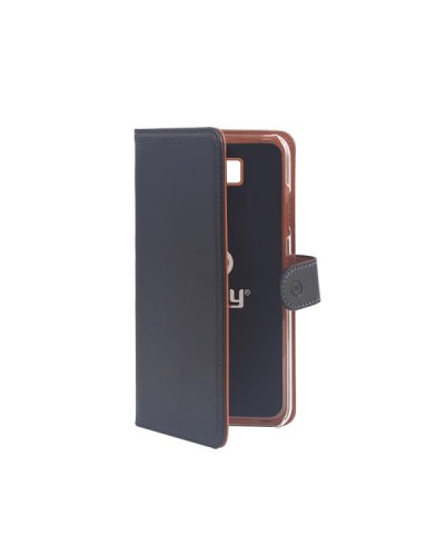 WALLY - Custodia a libro in pelle sintetica con chiusura flap magnetico, slot per carte e funzione stand colore nero compatibil