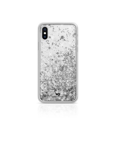 WHITE DIAMONDS - Cover semi-trasparente in TPU rigido con glitter fluttuanti nel liquido compatibile con Apple iPhone Xs/ iPhon