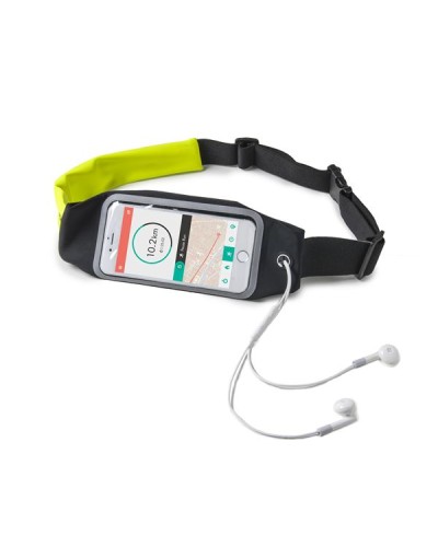 RUNBDUO - Cintura elastica regolabile ultra leggera, tasca interna porta smartphone, finestra trasparente per utilizzo touch, a