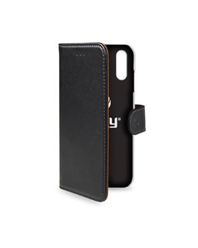 WALLY - Custodia a libro in pelle sintetica con chiusura flap magnetico, slot per carte e funzione stand colore nero compatibil
