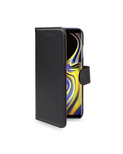 WALLY - Custodia a libro in pelle sintetica con chiusura flap magnetico, slot per carte e funzione stand colore nero compatibil