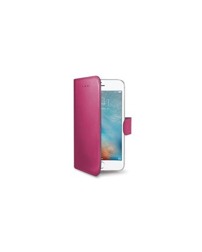 WALLY - Custodia a libro in pelle sintetica con chiusura flap magnetico, slot per carte e funzione stand colore rosa per Apple 