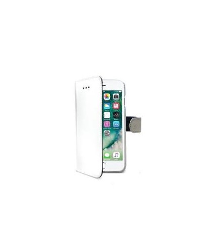 WALLY - Custodia a libro in pelle sintetica con chiusura flap magnetico, slot per carte e funzione stand colore bianco compatib