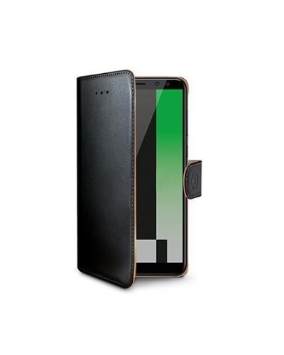 WALLY - Custodia a libro in pelle sintetica con chiusura flap magnetico, slot per carte e funzione stand colore nero compatibil