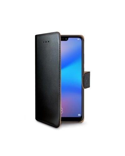 WALLY - Custodia a libro in pelle sintetica con chiusura flap magnetico, slot per carte e funzione stand colore nero compatibil
