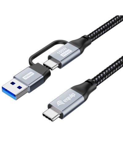 EQUIP - CAVO 2 in 1 USB 3.2 Gen 2x2 da C a C/A, PD100W, 4K/60Hz, 20Gbps, 1.0m