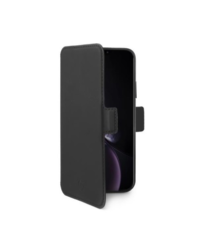 PRESTIGEM - Custodia ad agenda ultrasottile con finitura morbida con effetto opaco colore nero compatibile con Apple iPhone Xr