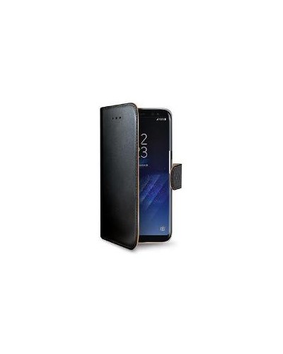 WALLY - Custodia a libro in pelle sintetica con chiusura flap magnetico, slot per carte e funzione stand colore nero compatibil