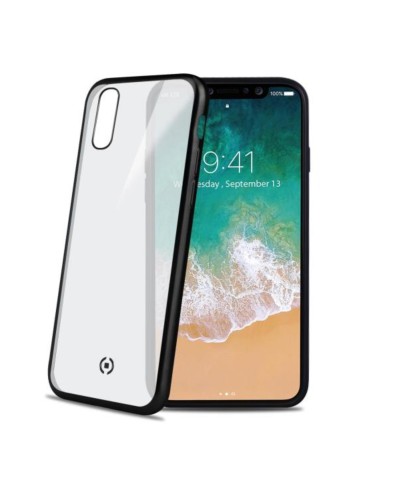 LASER MATT - Cover trasparente morbida con effetto metallo colore nero compatibile con Apple iPhone Xs Max