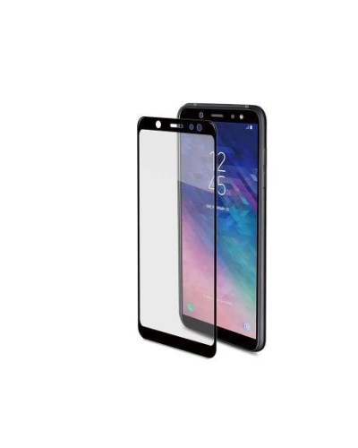 FULLGLASS - Vetro 9H con bordo colorato nero compatibile con Samsung Galaxy A6+ 2018