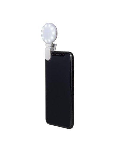 CLICKLIGHT - Luce flash aggiuntiva per smartphone, compatibilità universale, clip regolabile, 3 diverse tonalità di luce, ric