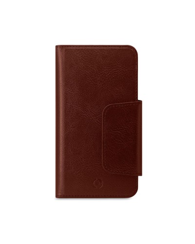 DUOMO - Custodia a libro con chiusura magnetica, slot porta carte colore marrone compatibile con gli smartphone fino a 6.5" dim