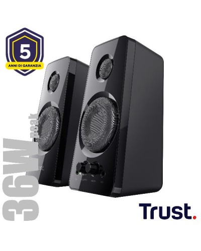 SET ALTOPARLANTI SPEAKERS 2.0 36W PICCO (18W RMS) CON INGRESSO JACK 3,5MM - TRUST TYTAN 2.0 - NERO