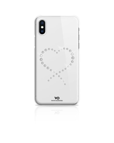 WHITE DIAMONDS - Cover trasparente in TPU morbido impreziosita da cristalli di Swarovski che formano un cuore compatibile con A