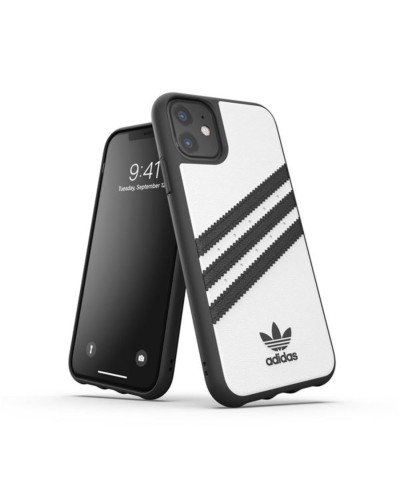 ADIDAS ORIGINALS - Cover SAMBA in TPU+Poliuretano con bordi rialzati di colore bianco con strisce nere compatibile con Apple iP