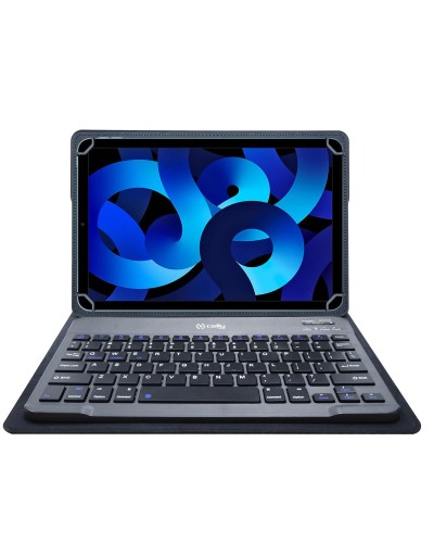 UNIKEYBTAB - Custodia universale a libro di colore nero con Tastiera Wireless magnetica compatibile con i Tablet fino a 11" dim