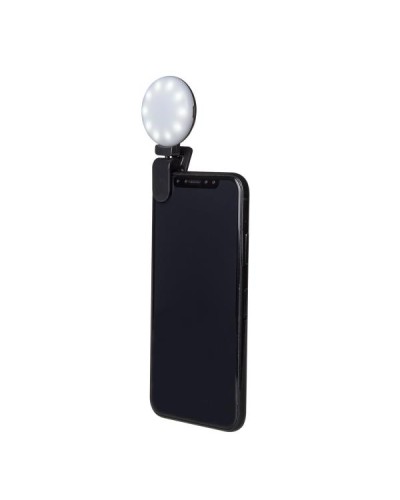 CLICKLIGHT - Luce flash aggiuntiva per smartphone, compatibilità universale, clip regolabile, 3 diverse tonalità di luce, ric
